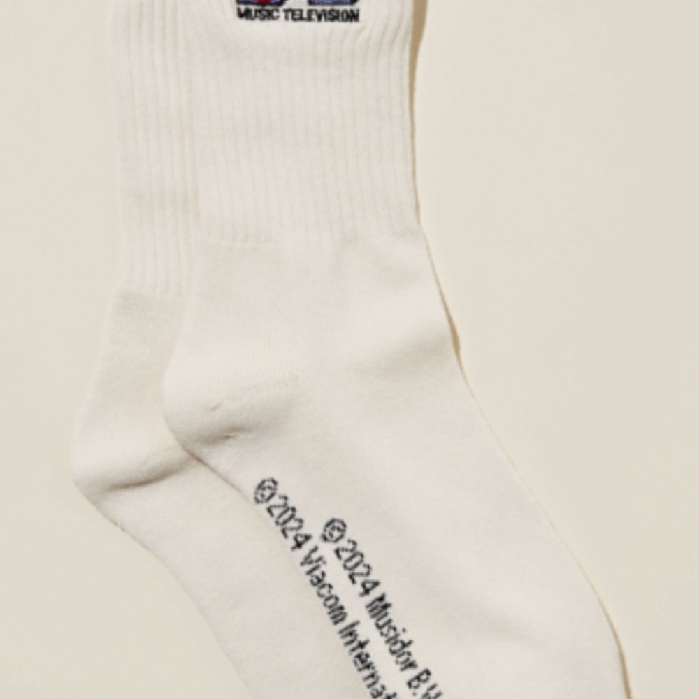 MTV Beige Crew Socks
